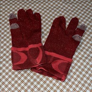 Coach Red and Gray Glittering Women's Gloves